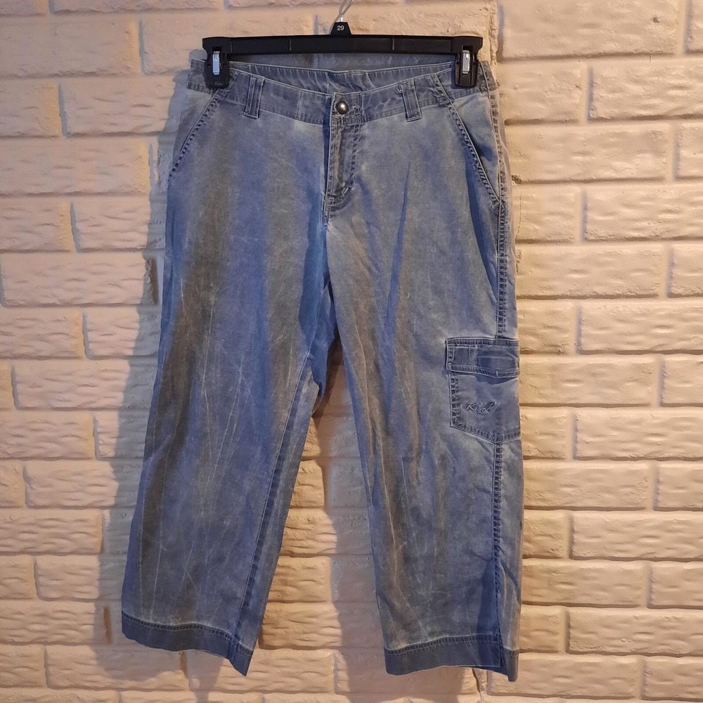 Kuhl Pants Womens 6 Blue Gray Cargo Capri Cropped Durakuhl Quick Dry‎ Hiking